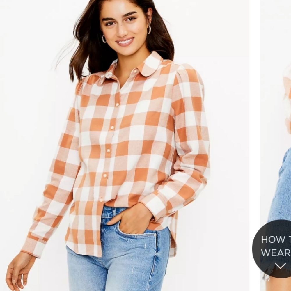 Loft Plaid Flannel Round Collar Shirt XS